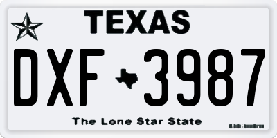 TX license plate DXF3987