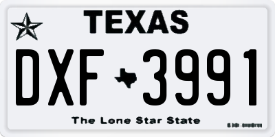 TX license plate DXF3991