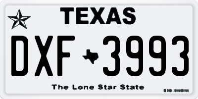 TX license plate DXF3993