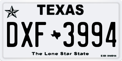 TX license plate DXF3994