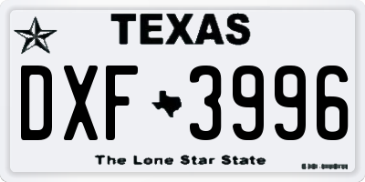 TX license plate DXF3996