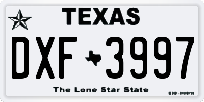 TX license plate DXF3997
