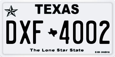 TX license plate DXF4002