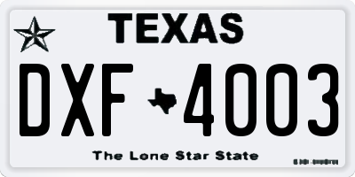 TX license plate DXF4003