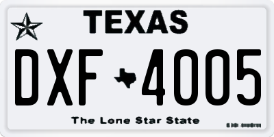 TX license plate DXF4005
