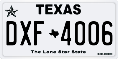 TX license plate DXF4006