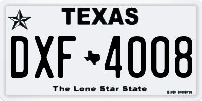 TX license plate DXF4008