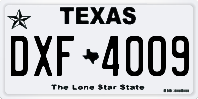TX license plate DXF4009