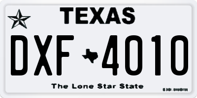 TX license plate DXF4010