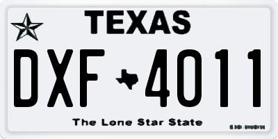 TX license plate DXF4011