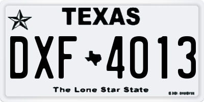 TX license plate DXF4013