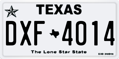 TX license plate DXF4014