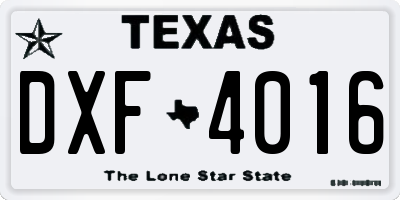 TX license plate DXF4016