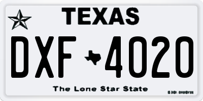 TX license plate DXF4020