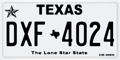 TX license plate DXF4024