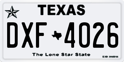 TX license plate DXF4026
