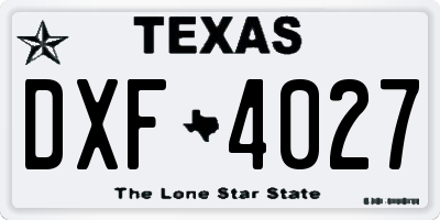 TX license plate DXF4027