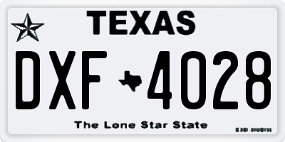 TX license plate DXF4028