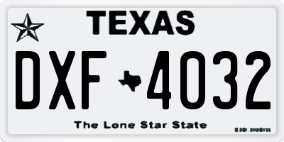 TX license plate DXF4032