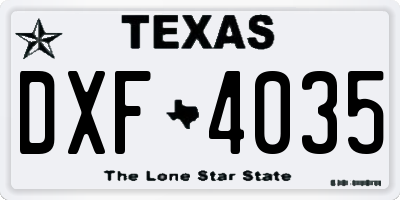 TX license plate DXF4035