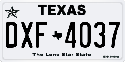 TX license plate DXF4037