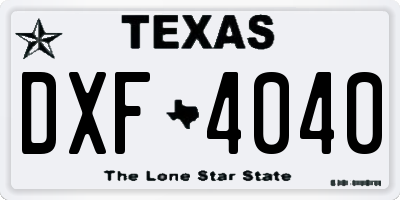 TX license plate DXF4040