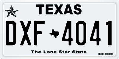 TX license plate DXF4041