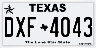TX license plate DXF4043