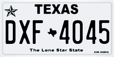 TX license plate DXF4045