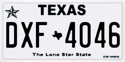 TX license plate DXF4046