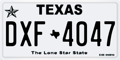 TX license plate DXF4047