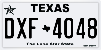TX license plate DXF4048