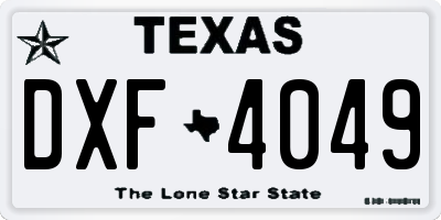 TX license plate DXF4049