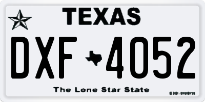 TX license plate DXF4052