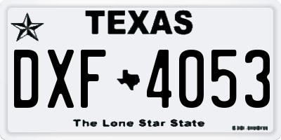 TX license plate DXF4053
