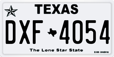 TX license plate DXF4054