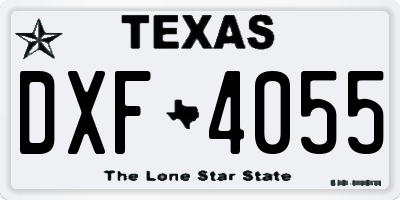 TX license plate DXF4055