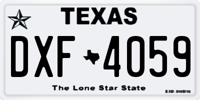 TX license plate DXF4059