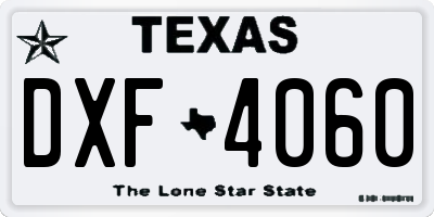 TX license plate DXF4060