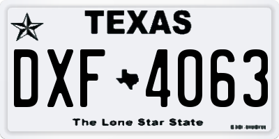 TX license plate DXF4063