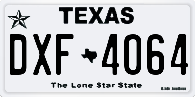 TX license plate DXF4064