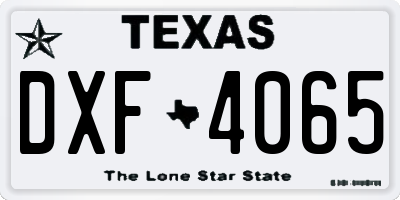 TX license plate DXF4065