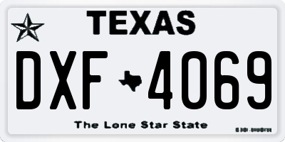 TX license plate DXF4069