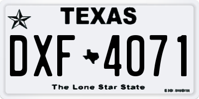 TX license plate DXF4071