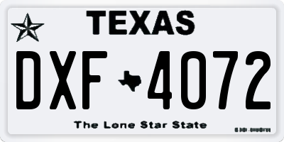 TX license plate DXF4072