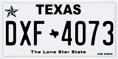 TX license plate DXF4073