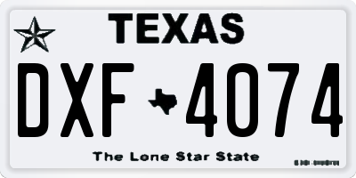 TX license plate DXF4074