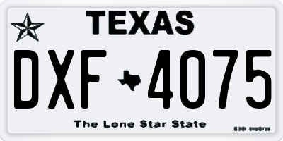 TX license plate DXF4075