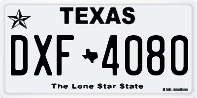 TX license plate DXF4080