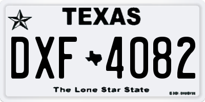 TX license plate DXF4082